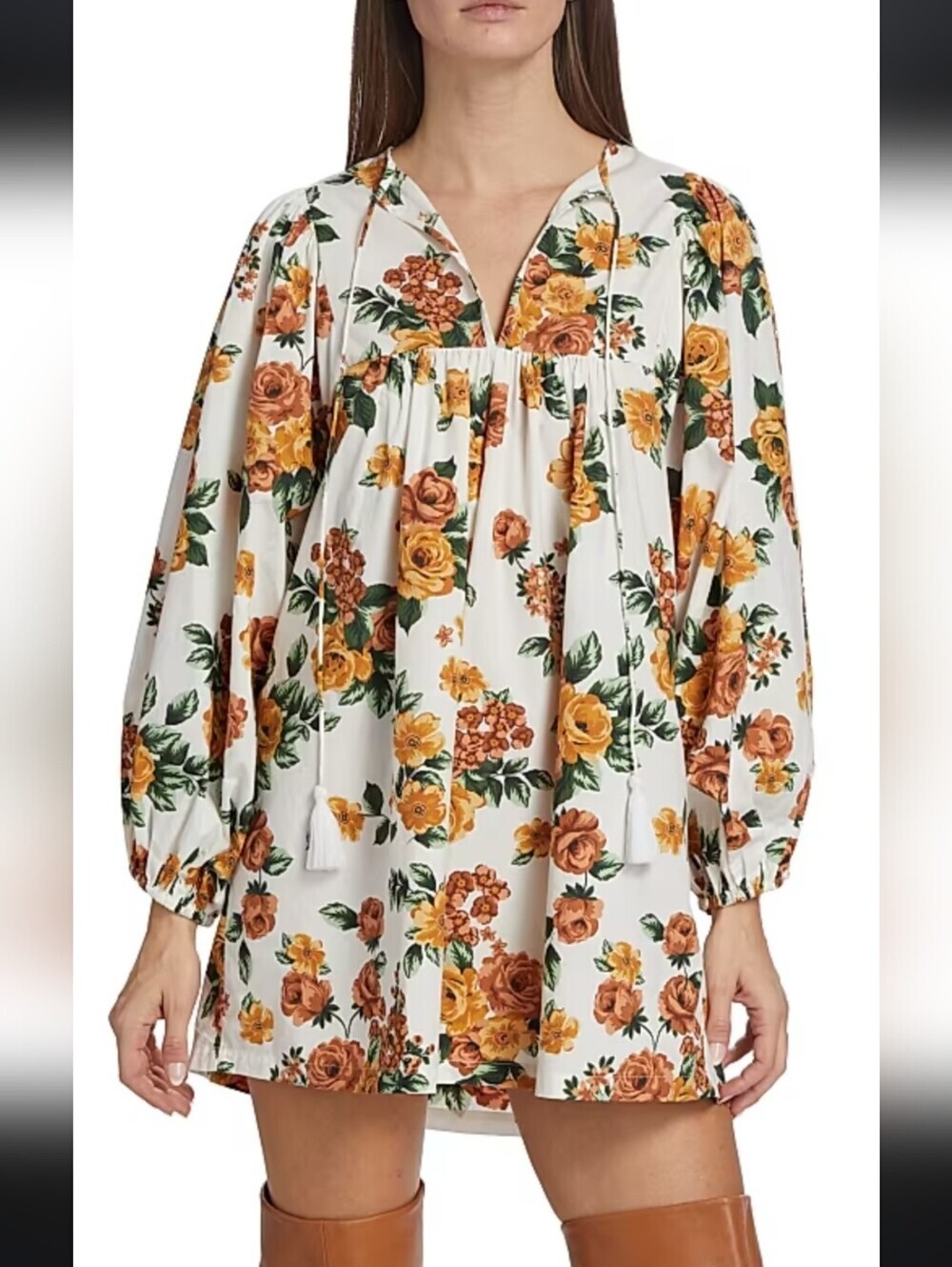 Mille Floral Print Babydoll Dress M 100% Cotton